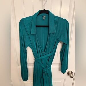 Wild Fable Teal Long Sleeve Wrap Dress
